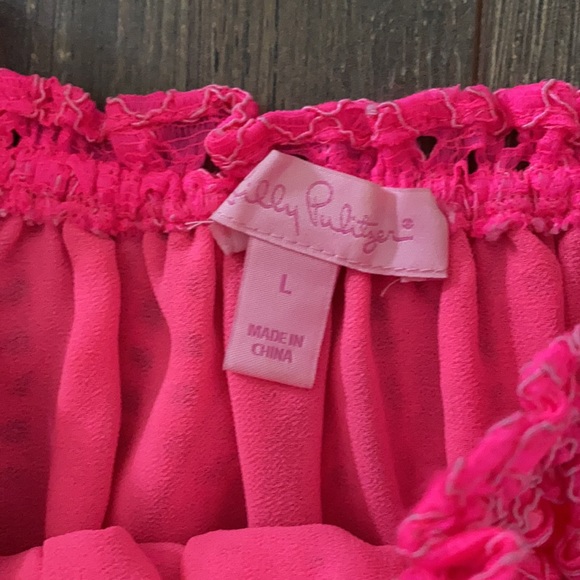 Lilly Pulitzer Pink Off the Shoulder Pink Top, Size Large - Picture 3 of 4